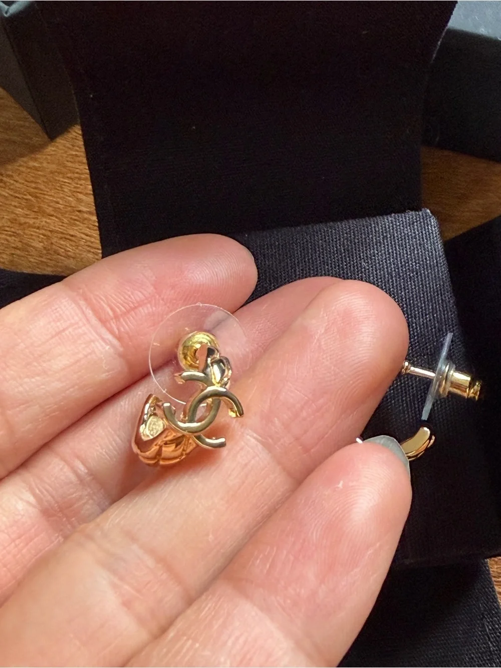 CHANEL Gold Hoop CC Emblem Earrings - Picture 3 of 8